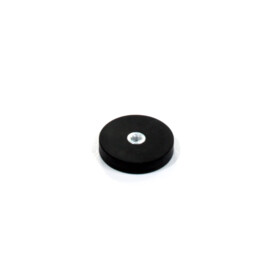 Rubber-coated pot magnet, 31mm, holds 7.5 KG, with internal thread