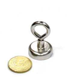 Magnet with eyelet, 25mm, holds 22KG